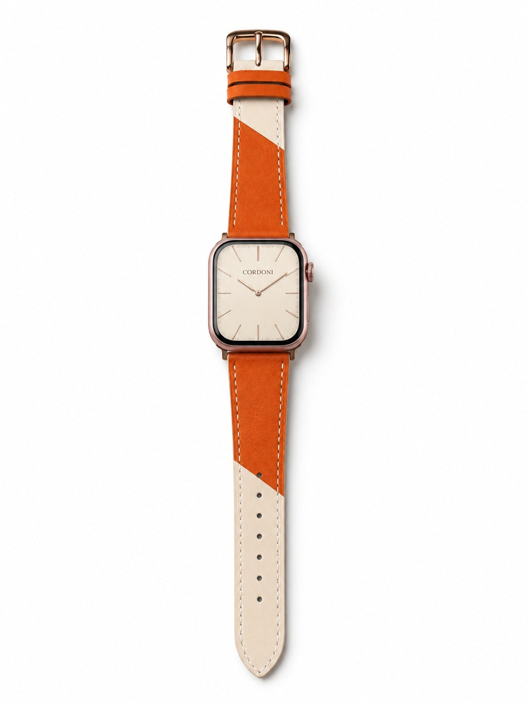 Palermo Leather Apple Watch Kordon - Orange-Cream