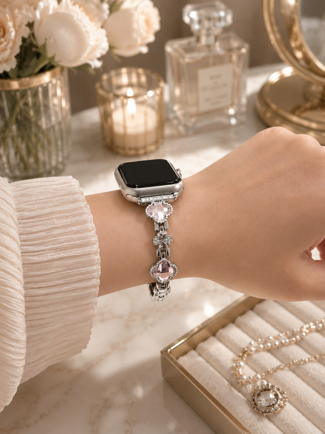 Lucca Clover Apple Watch Kordon - Silver