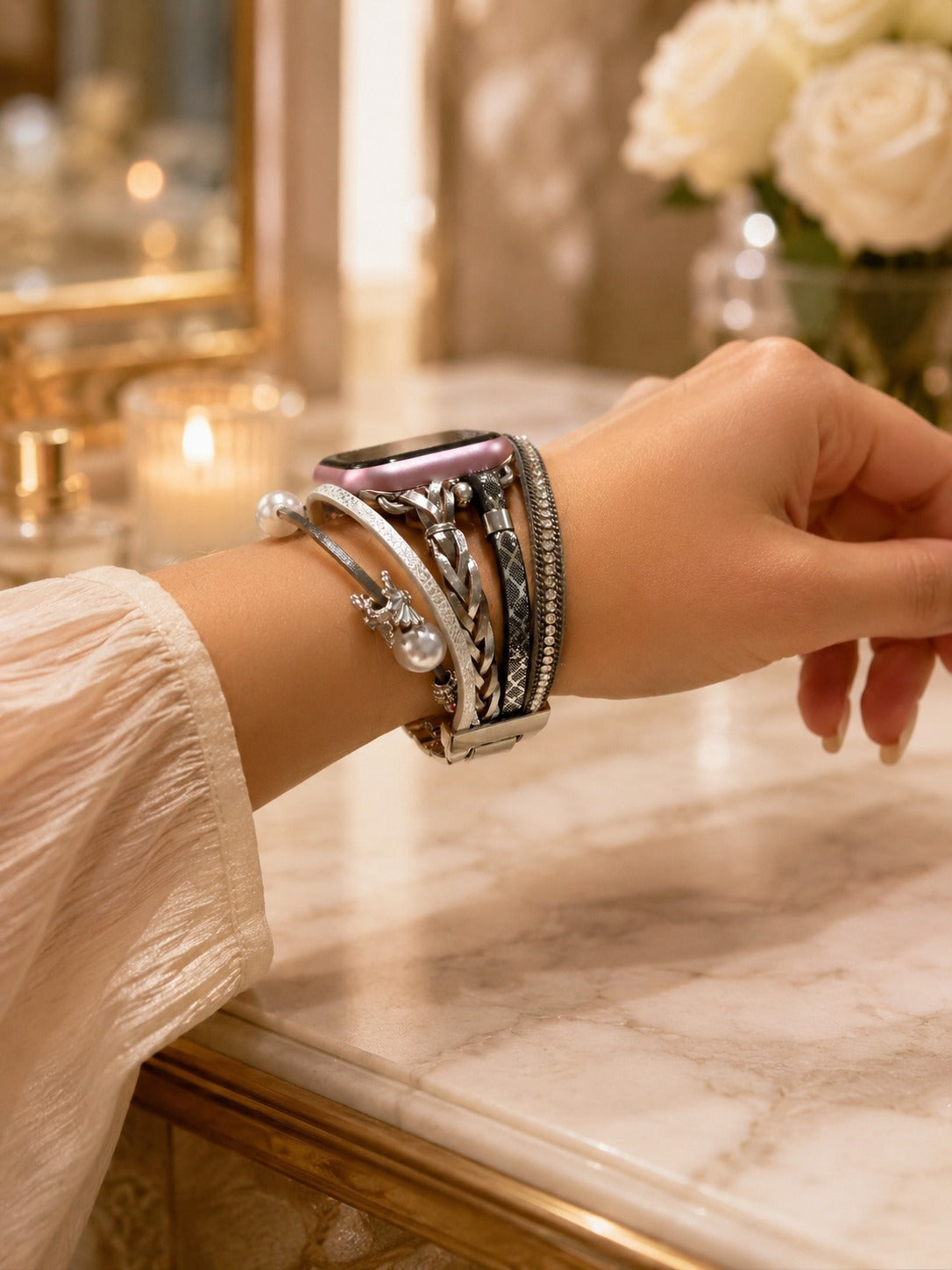 Venezia Twist Apple Watch Kordon - Silver