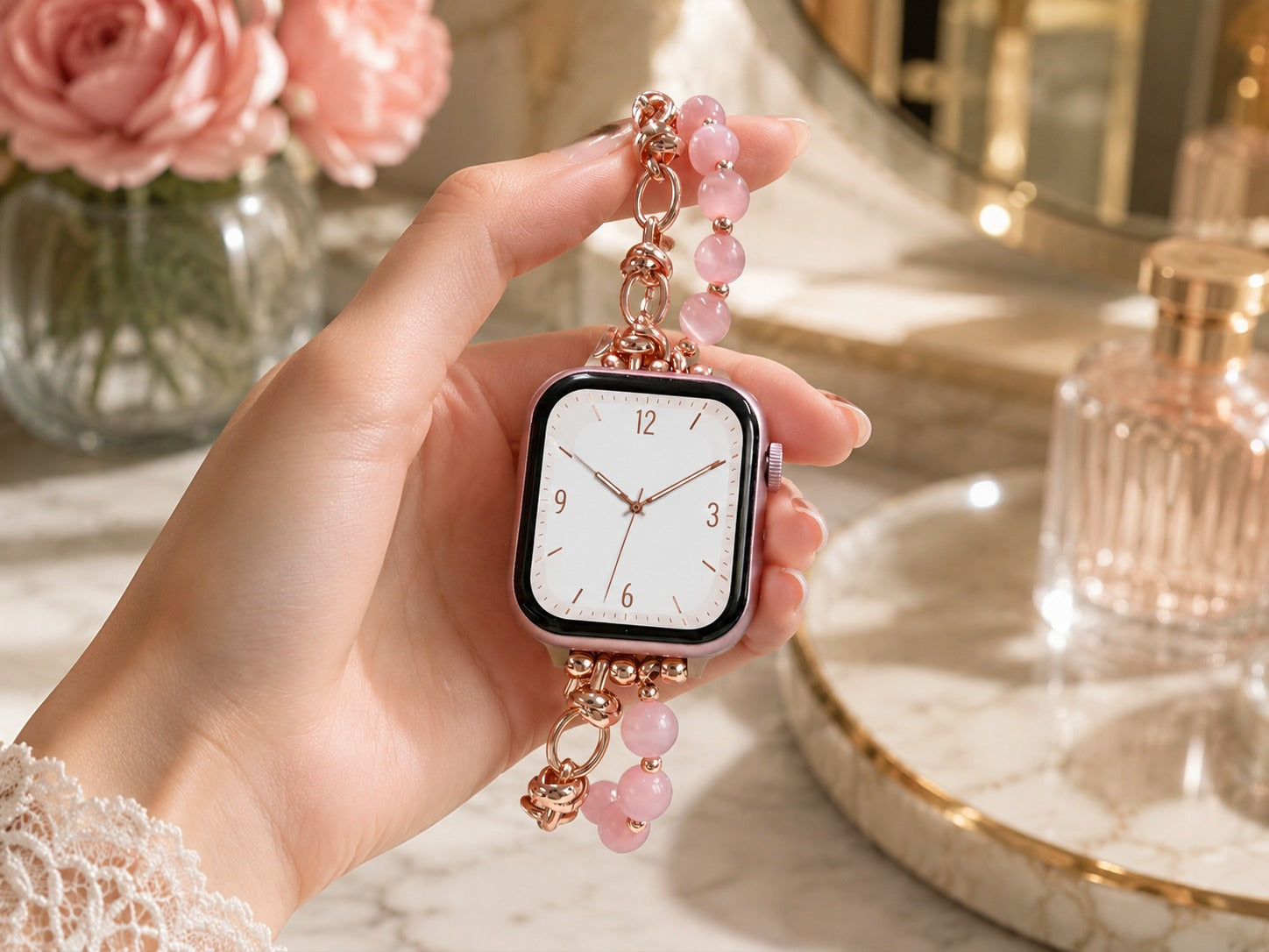 Como Pearl Apple Watch Kordon - Rose Gold
